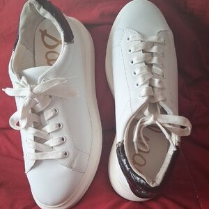 Sam Edelman White Sneakers with Brown Trim